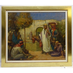  Attrib. John William George (South African 1837-1908): North African Street scene, oil on canvas 49cm x 59cm  