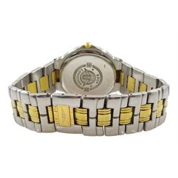 Longinges Flagship quartz two tone stainless steel bracelet wristwatch No. L5 651 3, with date aperture, boxed with papers and additional link