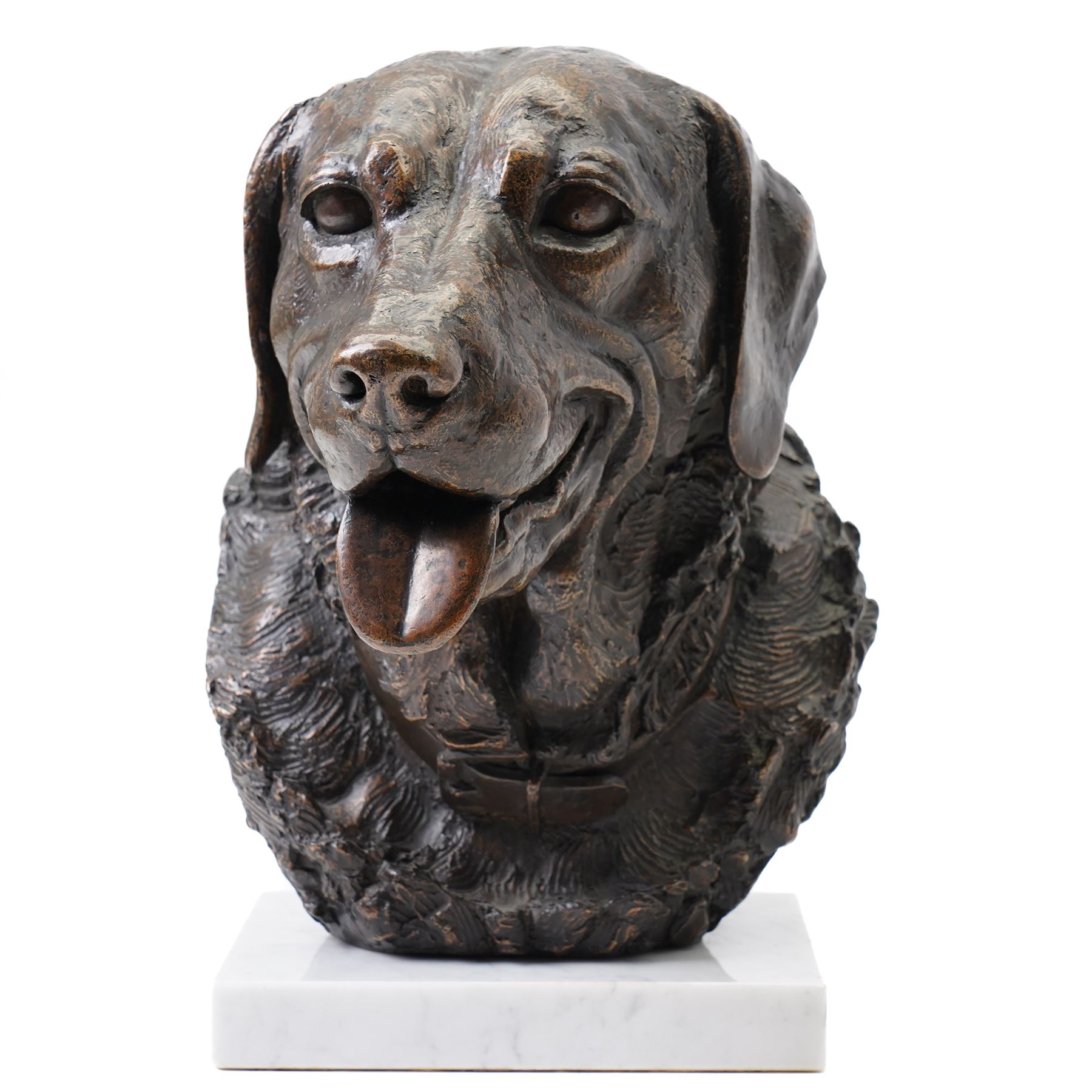 Sally Arnup, FRBS ARCA (1930-2015): Labrador, bronze, signed and numbered III/X, mounted on white marble base, H30cm 