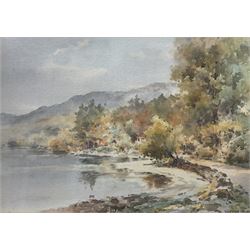 Frank Watson Wood Jnr. (Scottish 1900-1985): Lakeside Scene in the Highlands, watercolour signed 26cm x 36cm 