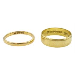 Two 18ct gold wedding bands, both hallmarked