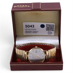 9ct gold cased gentlemans Rotary quartz wristwatch, with presentation engraving verso, on ...