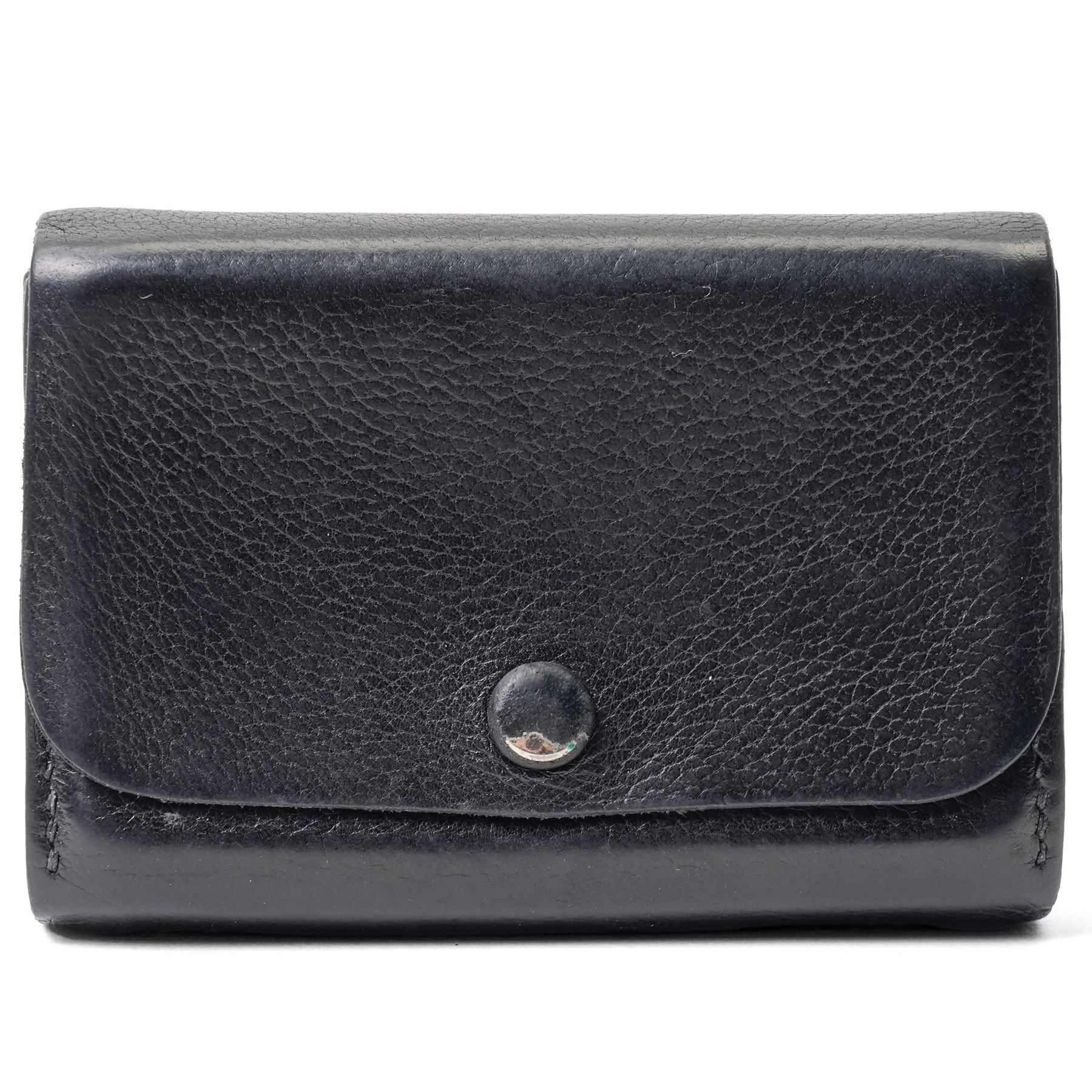 Hermès - black grained leather gusseted card holder, with press-stud fastening and concertina interior, stamped Hermès Paris Made in France, with original box