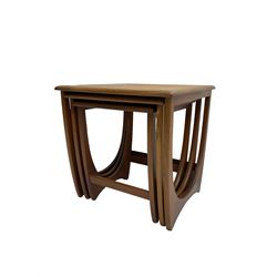 G-Plan - mid 20th century teak 'Fresco' nest of three tables, on shaped end supports