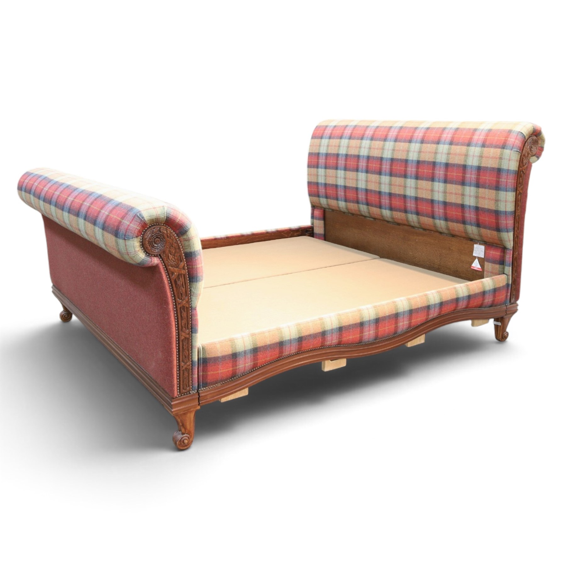 And So To Bed - 'Bonaparte' emperor bed upholstered in tartan fabric