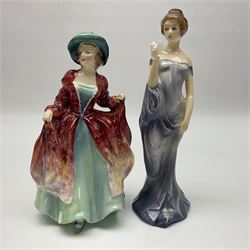 Eight Royal Doulton figures, including The Parisian HN2445, The Favourite HN2249, Miss Demure HN1402 and Harmony HN2824, all with printed mark beneath