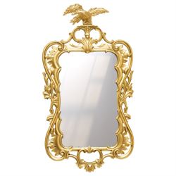 Early 20th century Chippendale design giltwood framed mirror, the eagle pediment with outs...