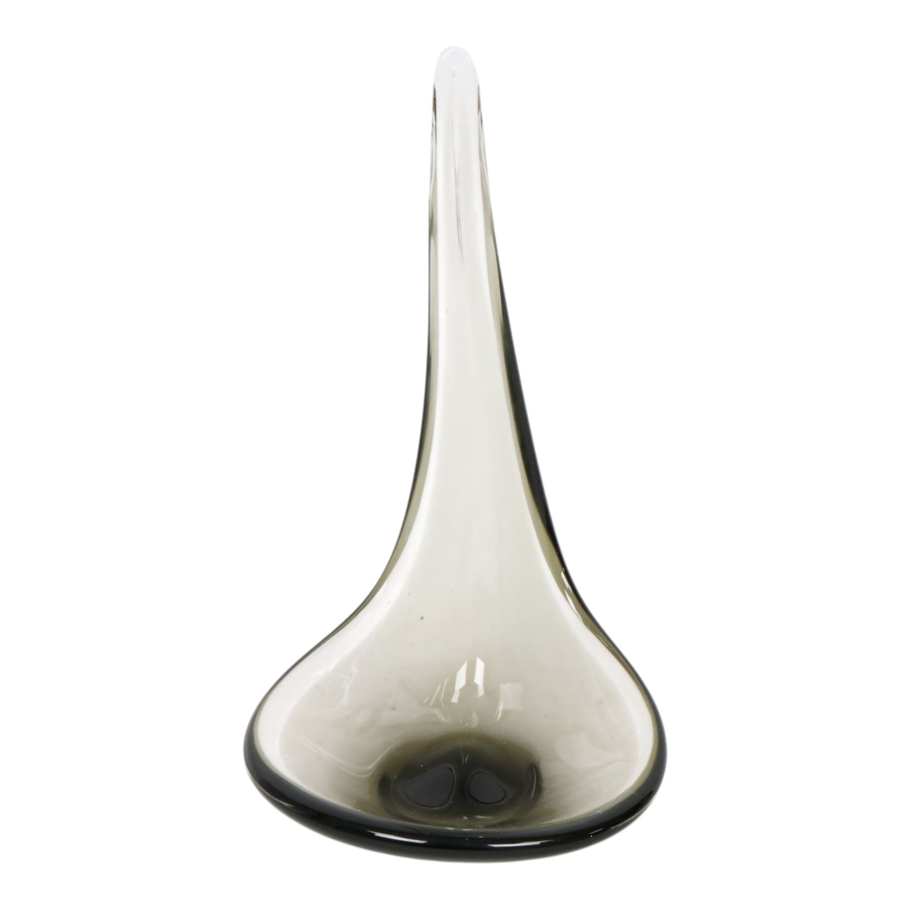 Glass vase, with lilac and vase swirls, indistinct signature beneath, together with Murano uranium glass dish