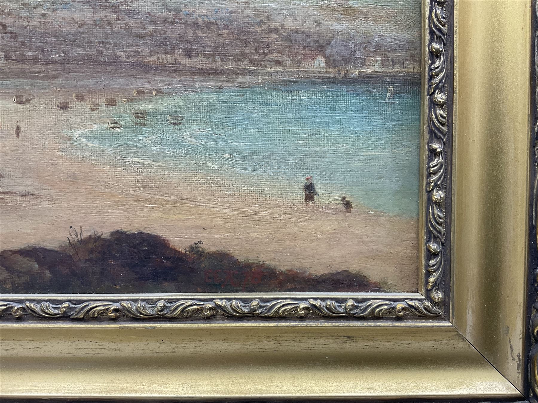 English Naïve School (19th century): Scarborough South Bay, oil on canvas indistinctly signed EEK and dated '78, 29cm x 50cm