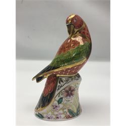 Royal Crown Derby paperweight, Lorikeet, limited edition 325/2500, with gold stopper and printed mark beneath, with certificate and original box