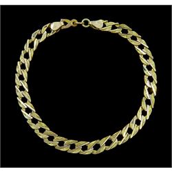 14ct gold flattened curb link bracelet, with engraved decoration
