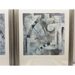Four contemporary prints, silvered frames (4)