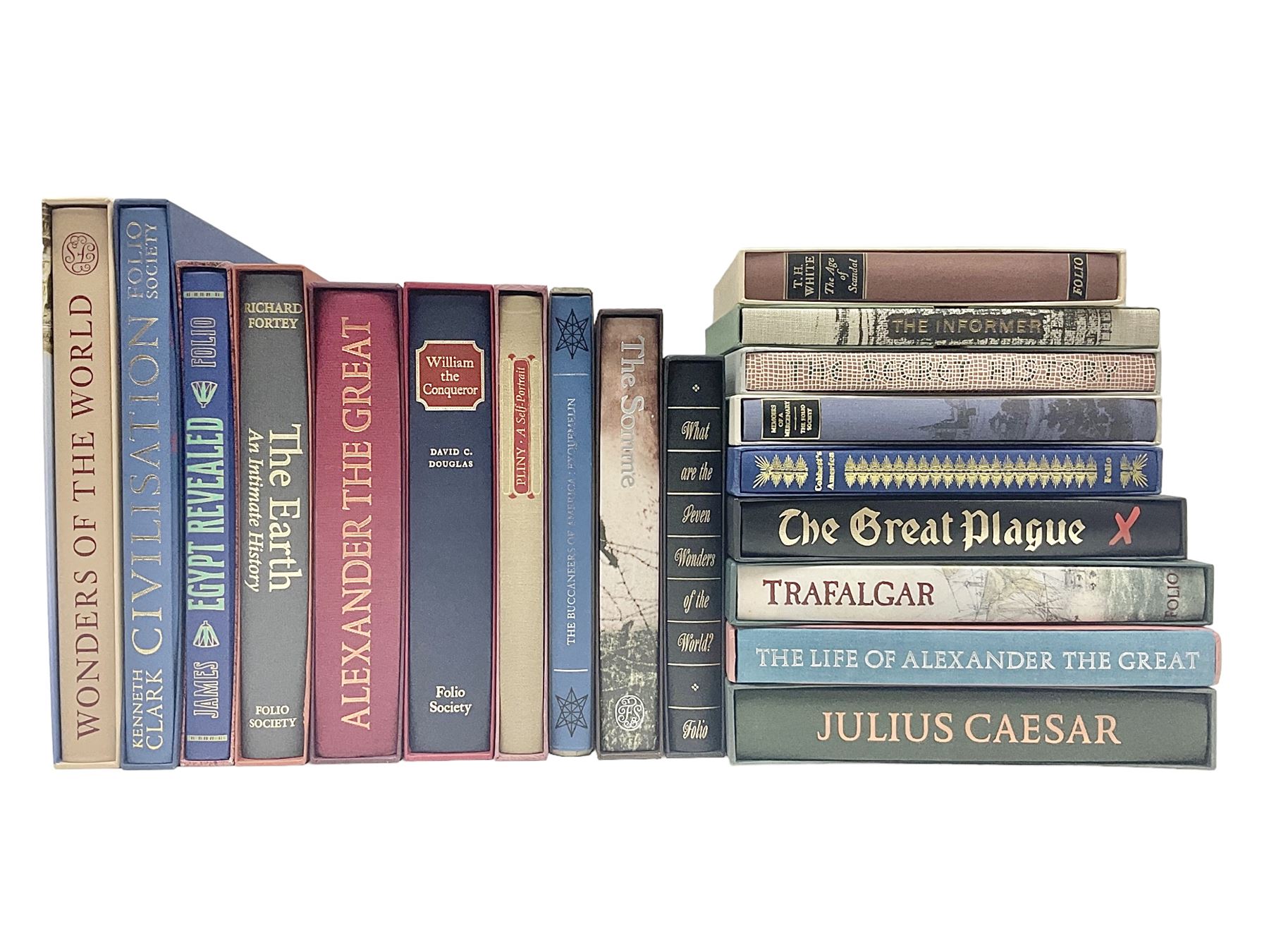 Folio Society - nineteen volumes including The Great Plague, Egypt Revealed, The Life of Alexander the Great, The Earth an Intimate History etc  