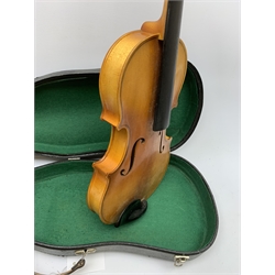 Artia Excelsior for Boosey & Hawkes violin for completion with 35.5cm two-piece maple back and ribs and spruce top, bears label, lacking tailpiece, chinrest, bridge and one tuning peg, 59cm overall, in hard carrying case with bow