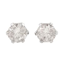 Pair of 18ct white gold round brilliant cut diamond stud earrings, stamped K18, total diamond weight approx 0.20 carat