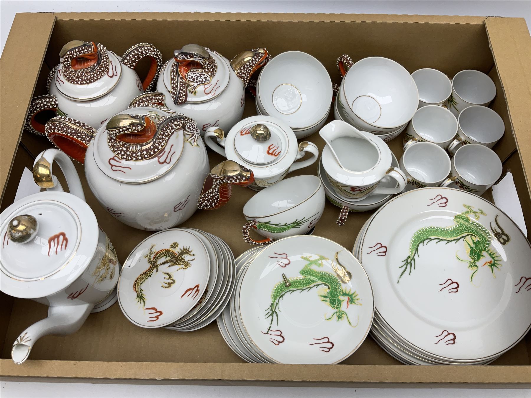 Mid 20th century Japanese tea service for six, all decorated with