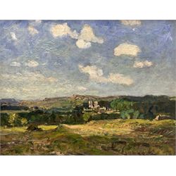 Reginald Grange Brundrit RA ROI (British 1883-1960): 'Castle Bolton', oil on canvas, signed and titled verso 35cm x 45cm