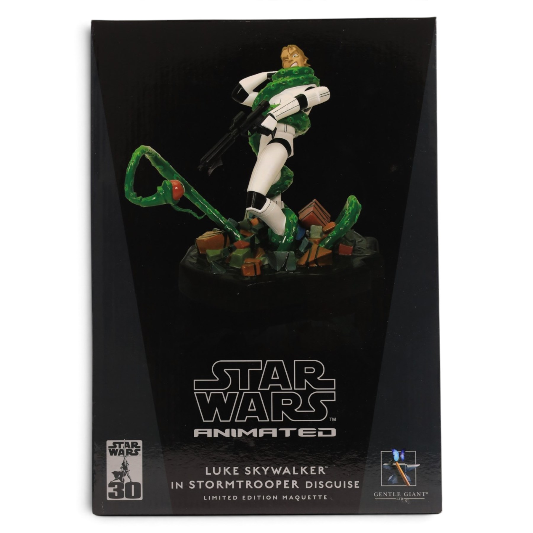 Two limited edition Gentle Giant Star Wars Animated Maquettes, comprising Boba Fett Classic Animation Edition and Luke Skywalker in Stormtrooper Disguise, both boxed