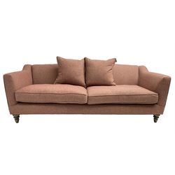 John Lewis - Grande four seat sofa upholstered in woollen tweed fabric, on turned front feet