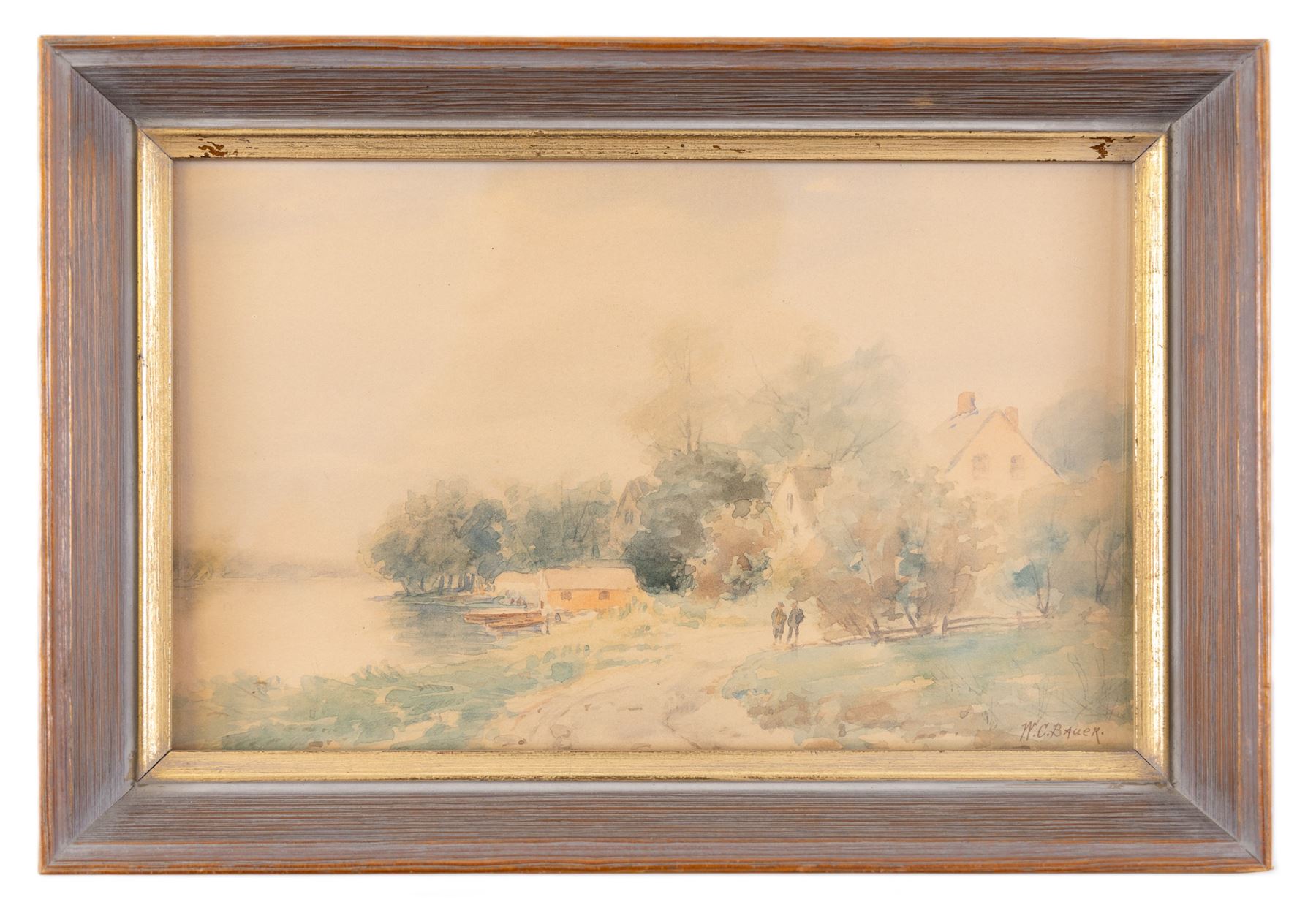 Willem Cornelis Bauer (Dutch 1862-1904): Path by a Lakeside, watercolour signed 12.5cm x 20cm