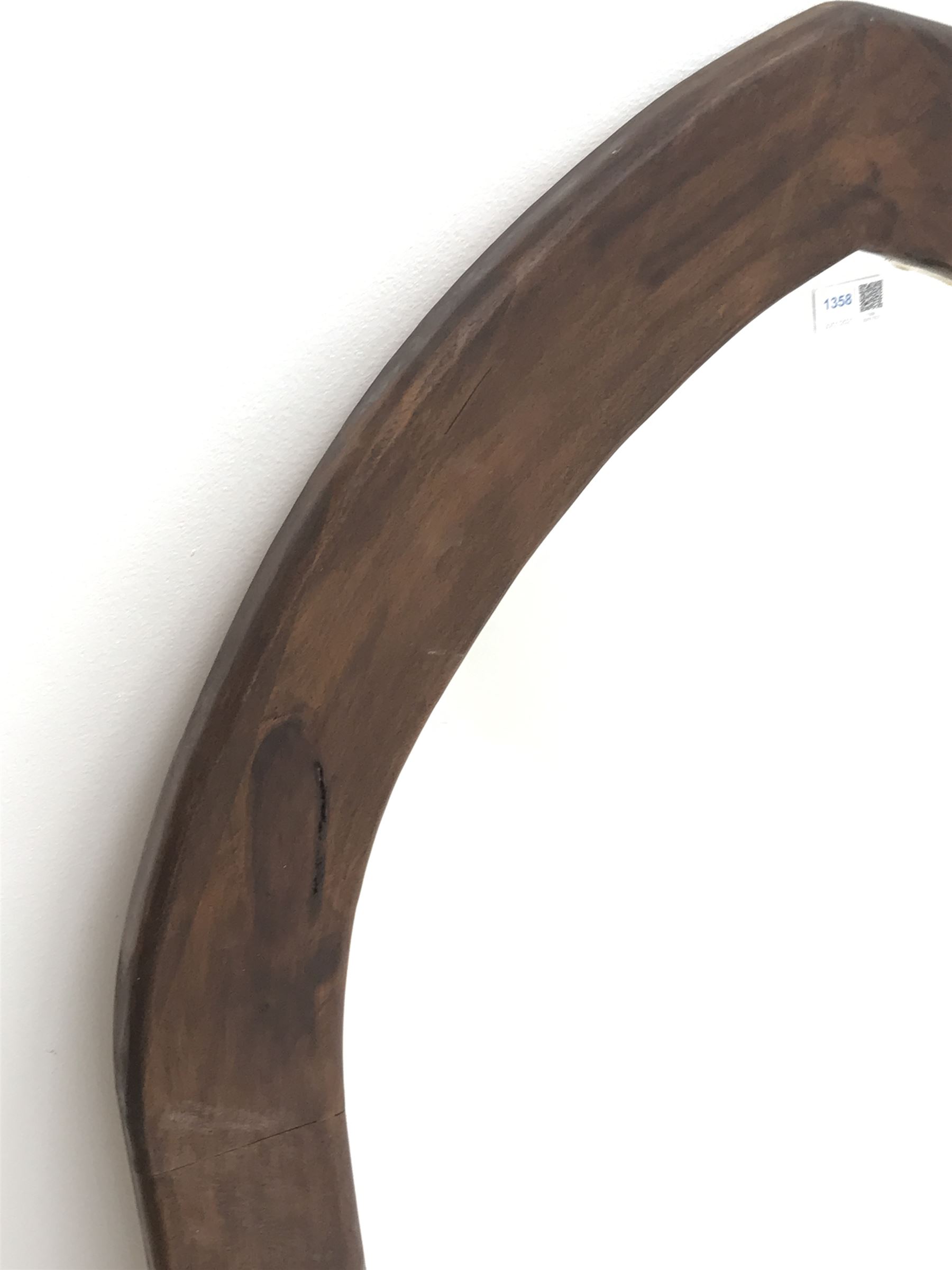 *Pointed arch wall mirror in stained pine frame, 80cm x 110cm The