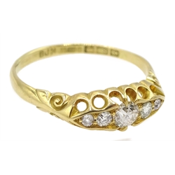 Victorian graduating five stone diamond ring, halllmarked, central diamond approx 0.25 carat