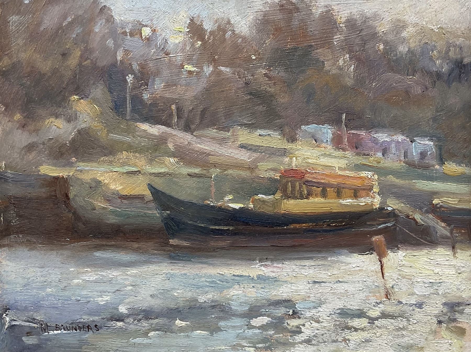 Michelle Saunders (British 1963-): Up River Esk, oil on board signed 20cm x 25cm