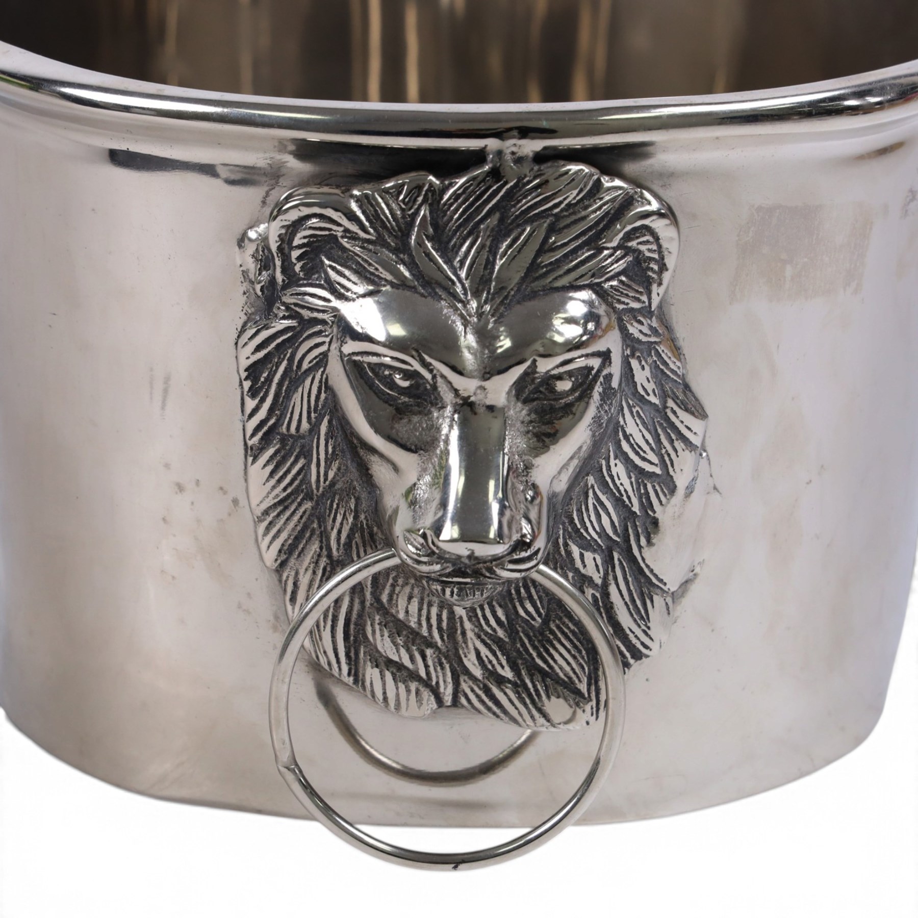 Contemporary ice bucket with lion mask handles, H16cm, L40cm