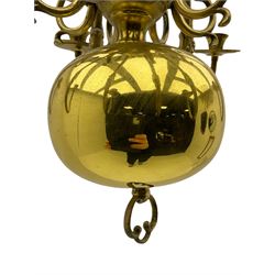 Brassed eight branch chandelier 