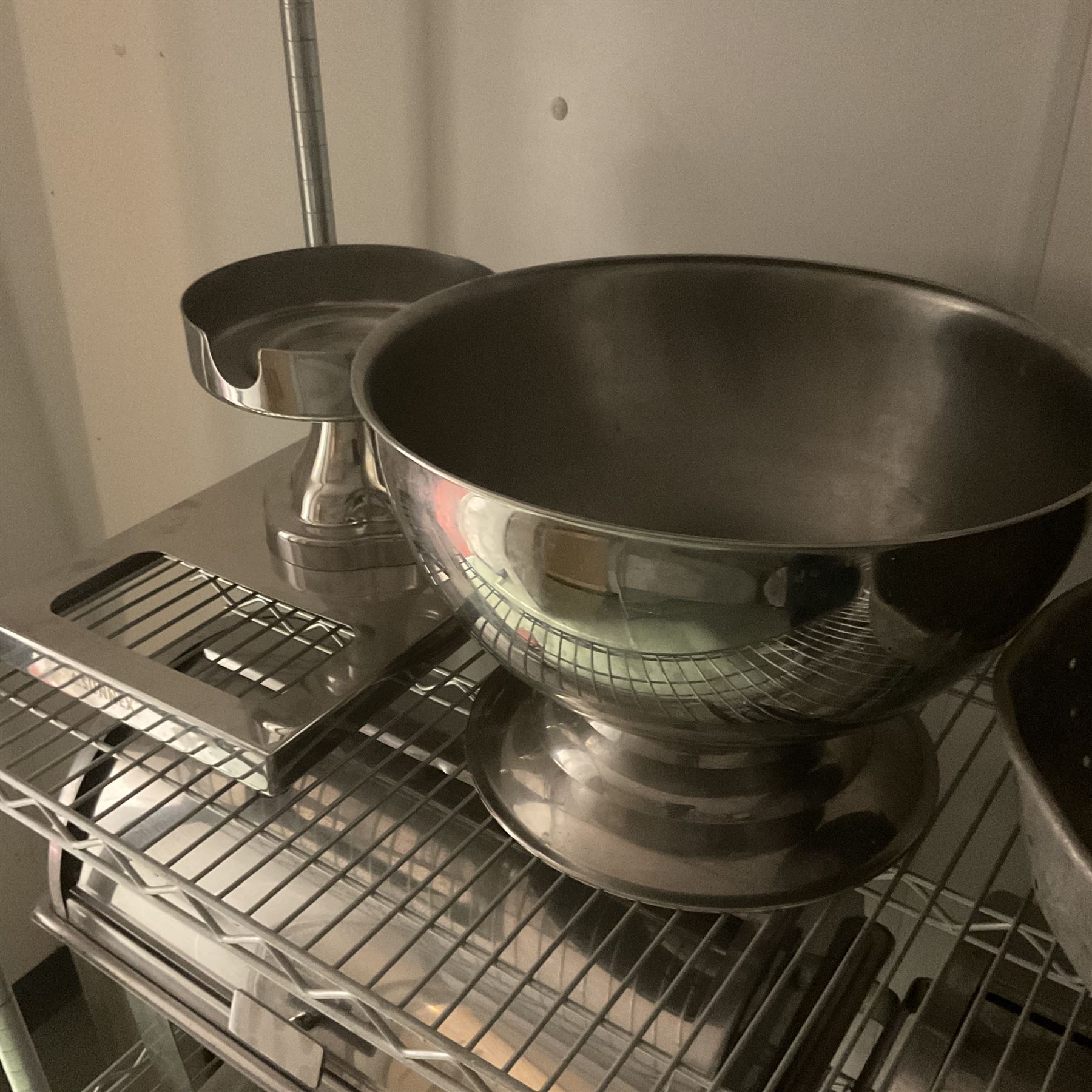 Four dome top food warmers, mixing bowls, aluminium trays, toaster, paper cups, juice stands, chafing fuel etc- LOT SUBJECT TO VAT ON THE HAMMER PRICE - To be collected by appointment from The Ambassador Hotel, 36-38 Esplanade, Scarborough YO11 2AY. ALL GOODS MUST BE REMOVED BY WEDNESDAY 15TH JUNE.