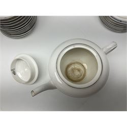 Royal Worcester Beaufort tea service, comprising teapot, milk jug, open saucier, eleven teacups, twelve saucers, eight dessert plates and one cake plate