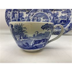 Spode blue and white cup in the Italian pattern with Auld Lang Syne text to rim, together with three Italian pattern Spode shallow bowls, all with black printed mark beneath, largest D29cm and Johnson Brothers 'Eternal Beau' tea and dinner wares, other ceramics to include Royal Winton, Ashdene etc in three boxes