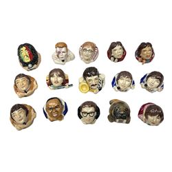 Fifteen Face Pots by Kevin Frances, all of music interest, to include the Beatles; Paul 'Kookoocachu', 'Love Is All You Need', 'Octopus's garden', 'While My Guitar Gently Weeps', 'All You Need Is Love' and 'Everybody's talking and no one says a word', Elton John; I'm still standing, Buddy Holly; 'That will be the day', David Bowie 'We can be heroes' , Mick Jagger prototype colour type etc, all boxed  