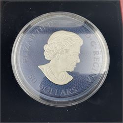 Royal Canadian Mint 2022 'Maple Leaves in Motion' fine silver fifty dollar coin, cased with certificate