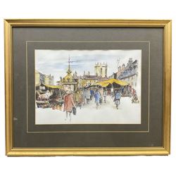 Margaret Parker (Northern British 1925-2012): Beverley Market, watercolour signed and dated '82, 23cm x 34cm