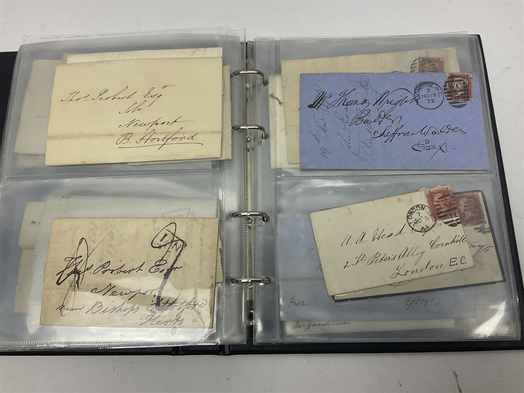 Postal history, including imperf penny reds on covers or entires, mourning cover, Cape of Good Hope overprinted postal stationary, pre-stamp items etc, housed in a ring binder folder