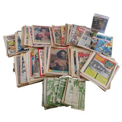 Collection of vintage comics and magazines, including Shoot, Tiger, Action, etc