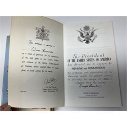 Two signed WWII books, comprising They Helped Me Escape: From Amsterdam to Gibraltar in 1944 by Clayton C.David, and In the Shadow of the Swastika by H. Van Remmerden