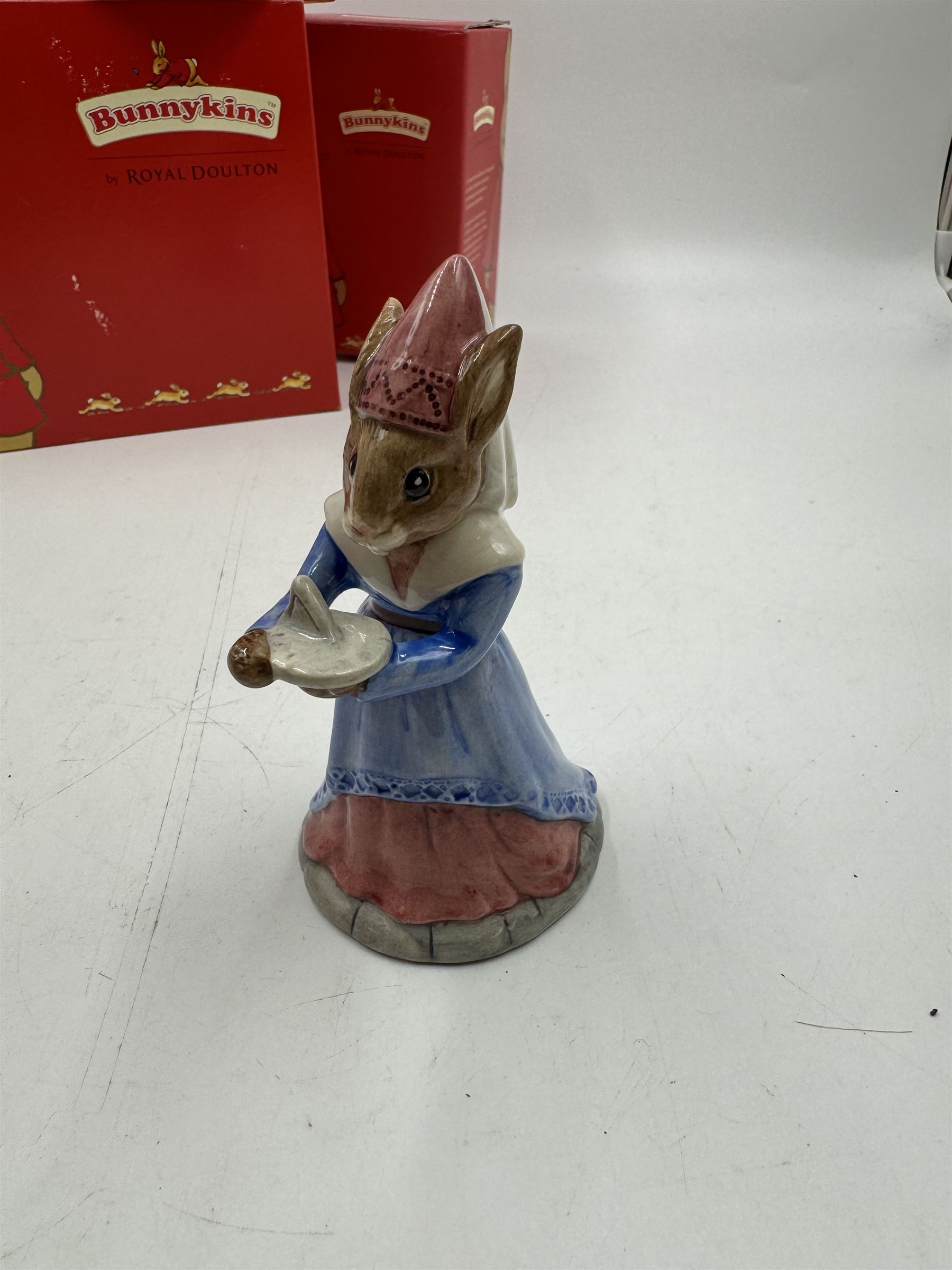 Five Royal Doulton Bunnykins comprising Sundial, Wedding Day, Gladiator, Romeo and Juliet 