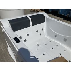 Two person fibreglass jacuzzi bath with cushions and built in TV and CD player. - THIS LOT IS TO BE COLLECTED BY APPOINTMENT FROM DUGGLEBY STORAGE, GREAT HILL, EASTFIELD, SCARBOROUGH, YO11 3TX