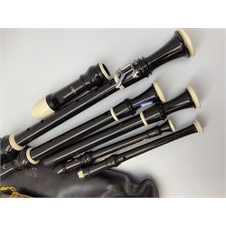Set of four Japanese Aulos recorders including Soprano, largest 63cm; and a Yamaha YRN-302B Soprano recorder; all cased (5)