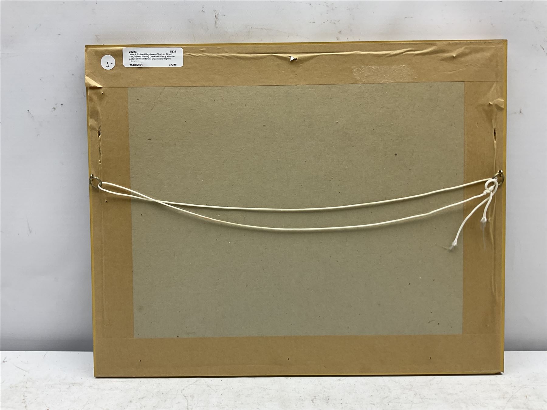 Joseph Richard Bagshawe (Staithes Group 1870-1909): Fishing Coble off Whitby with the Abbey in the distance, watercolour signed 16cm x 23.5cm
Provenance: acquired direct from the trustees of the Bagshawe Estate when the final part of the artist's studio collection was dispersed in Whitby in the 1990s
