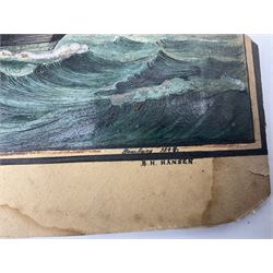 Broder Heinrich Hansen (German c.1811-1851): 'Rob Roy' Ship's Portrait, watercolour signed titled and dated 1844 Hamburg 24cm x 35cm (unframed)