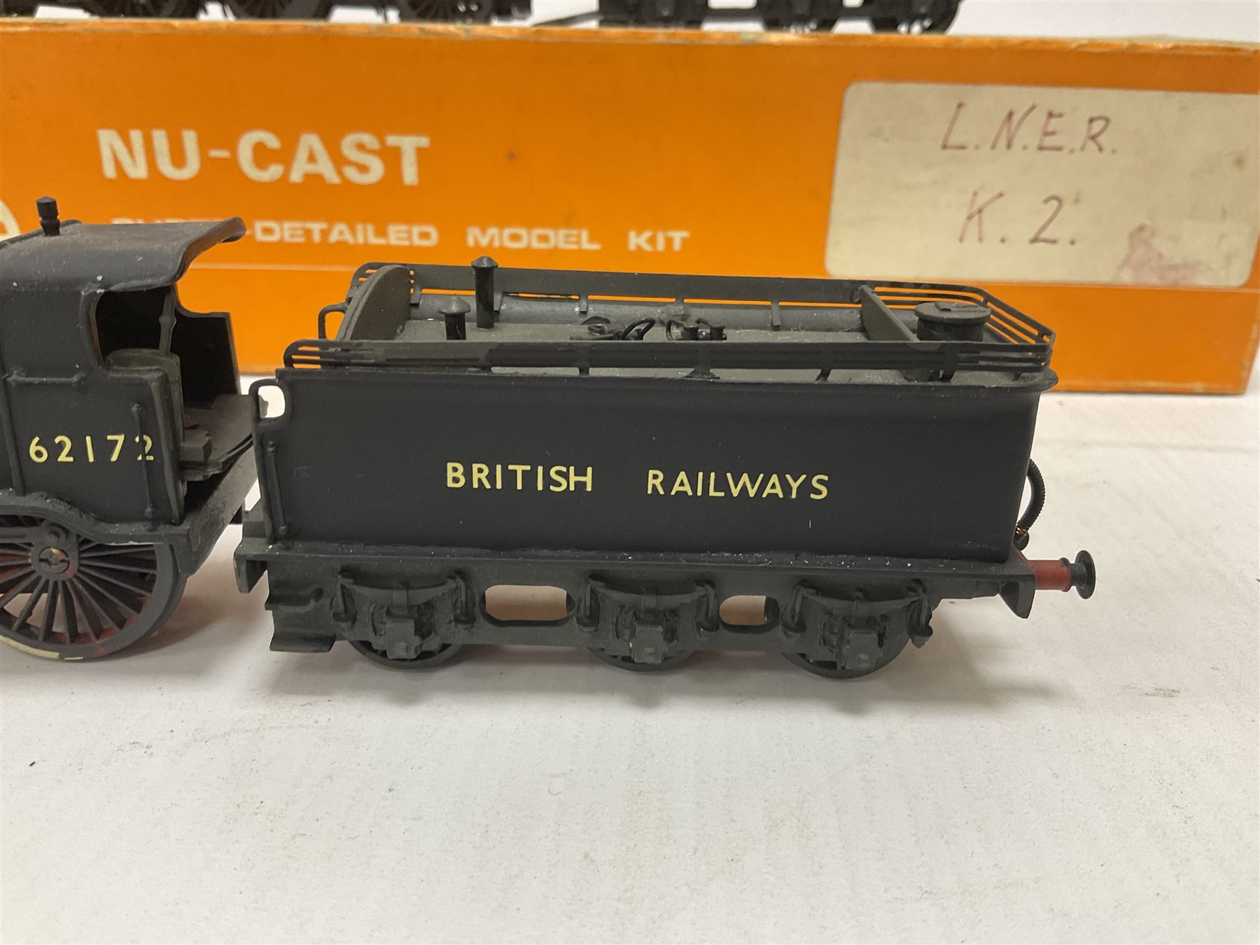 ‘00’ gauge - two kit built steam locomotive and tenders comprising Class K2 2-6-0 no.61763 finished in BR black with Nu-Cast box; Class D2 4-4-0 no.62172 finished in BR black (2) 