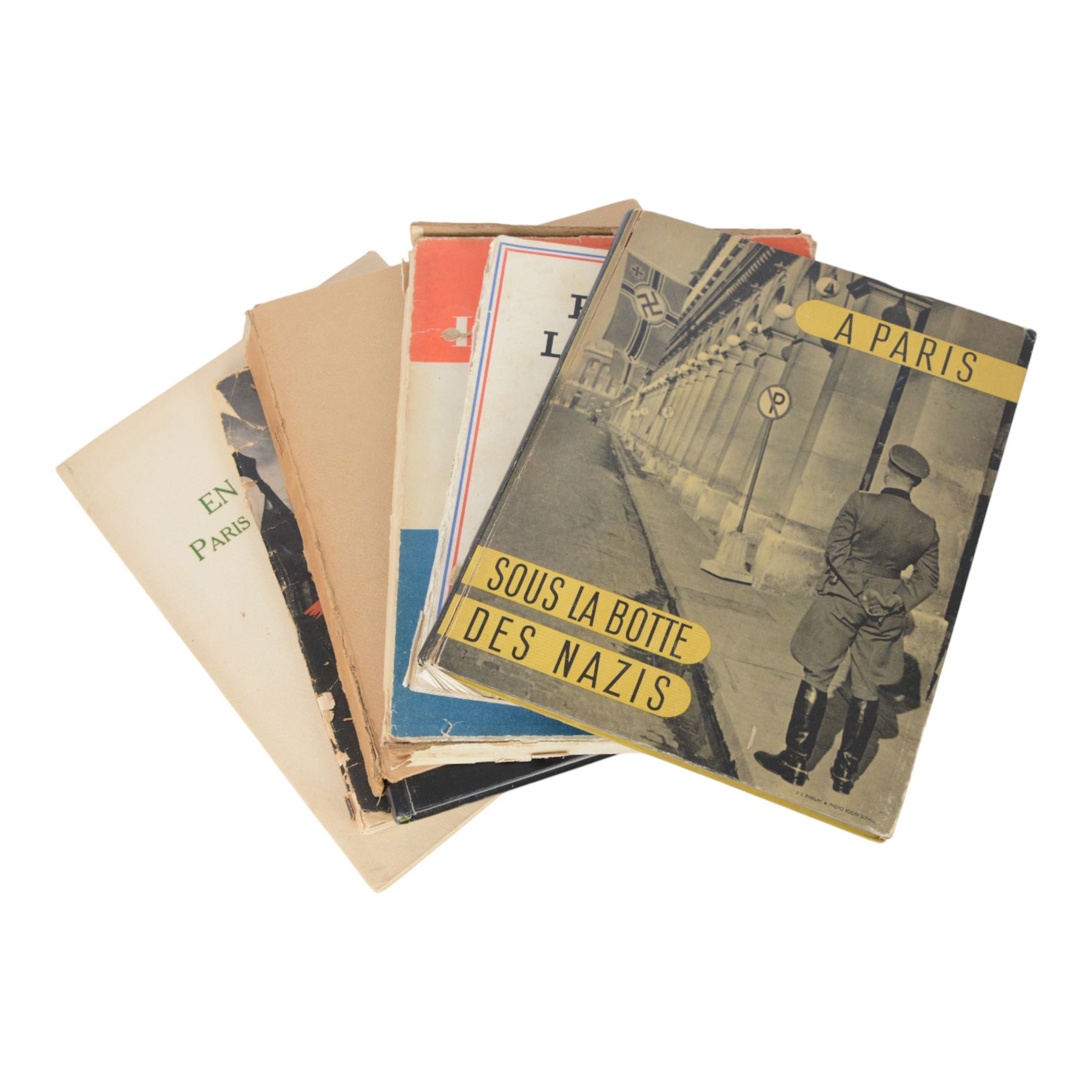 French Liberation of Paris collection of Six period books: Paris Sous la Botte, Paris Libere, La Liberation de Paris, Un An, En Avril 1944 and Barricades
