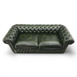 Distinctive Chesterfields - Chesterfield two cushion sofa, upholstered in green deeply buttoned leather