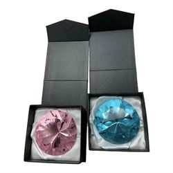 Two Rosenthal glass paperweights, together with Waterford Crystal house and other glass items