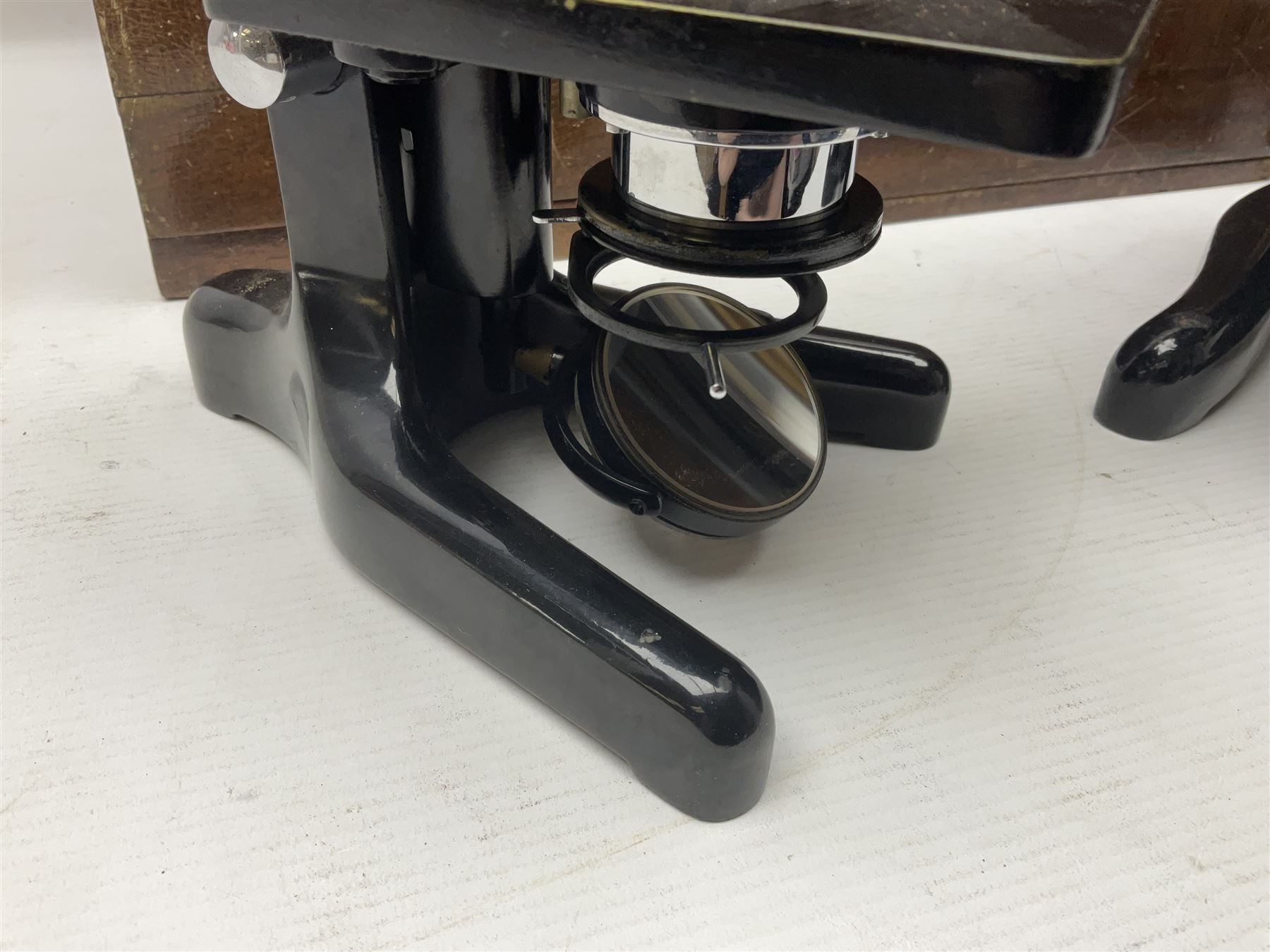 20th century W. Watson & Sons binocular microscope no 98191, in original box, together with W. Watson & Sons Kima microscope no 107846, in original box and Cooke Troughton & Simms binocular microscope no 467926