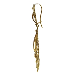 Pair of 18ct gold filigree and enamel pendant earrings, hallmarked

[image code: 6mc]