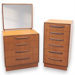 G Plan - 'Fresco' chest of drawers and mirrored dresser, chest of drawers with six drawers...
